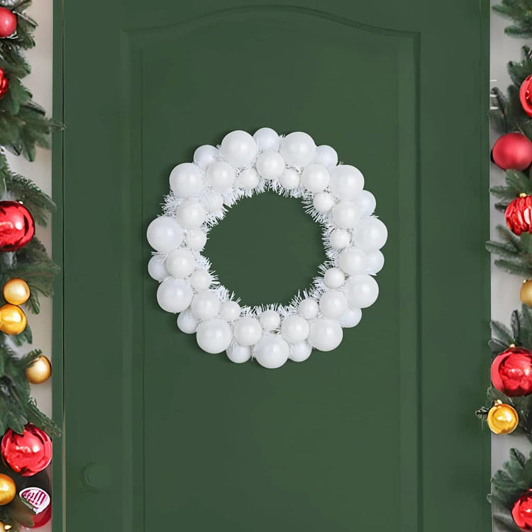 VidaXL couronnes de boules de Noël 2 pcs blanc 33 x 33 x 7 cm polystyrène