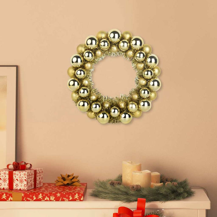 Vidaxl couronnes de boules de Noël 2 pcs or 33 x 33 x 7 cm polystyrène