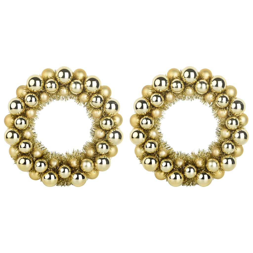Vidaxl couronnes de boules de Noël 2 pcs or 33 x 33 x 7 cm polystyrène