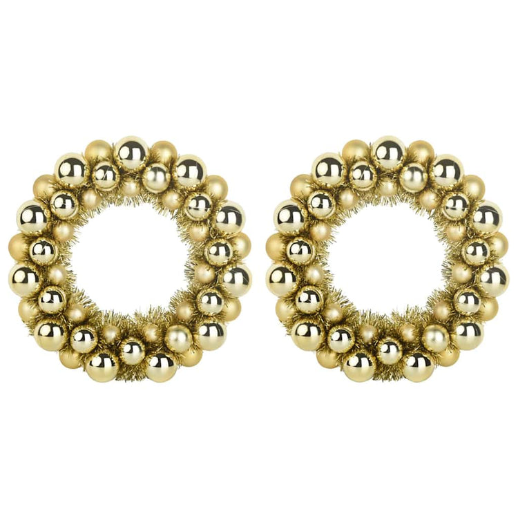 Vidaxl couronnes de boules de Noël 2 pcs or 33 x 33 x 7 cm polystyrène