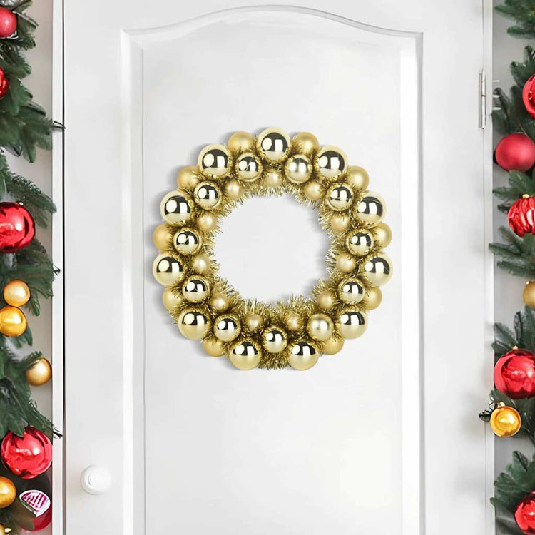Vidaxl couronnes de boules de Noël 2 pcs or 33 x 33 x 7 cm polystyrène