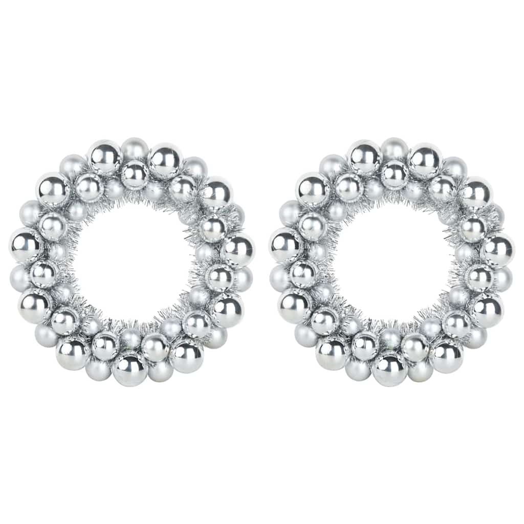 Vidaxx couronnes de boules de Noël 2 pcs argent 33 x 33 x 7 cm polystyrène