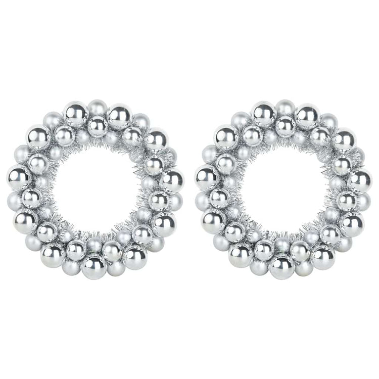 Vidaxx couronnes de boules de Noël 2 pcs argent 33 x 33 x 7 cm polystyrène