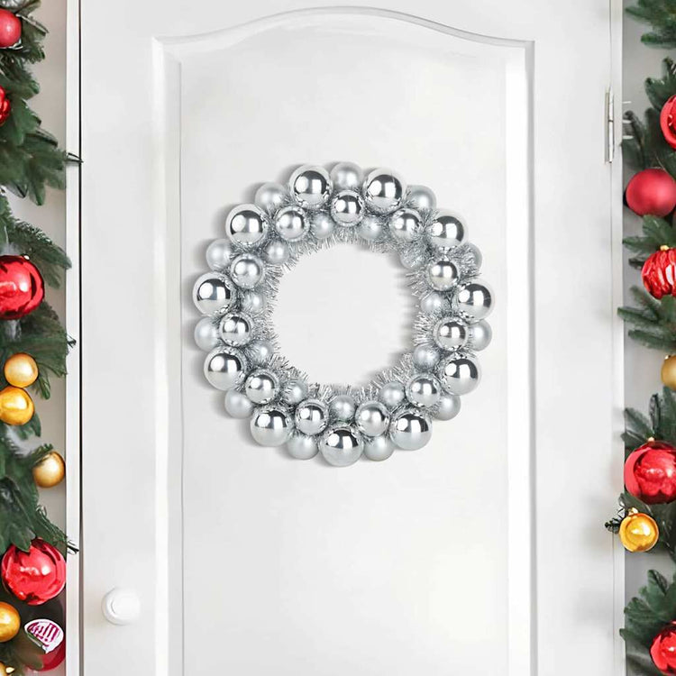Vidaxx couronnes de boules de Noël 2 pcs argent 33 x 33 x 7 cm polystyrène