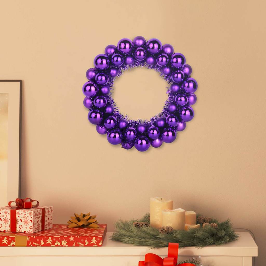 Vidaxl couronnes de boules de Noël 2 pcs lilas 33 x 33 x 7 cm polystyrène