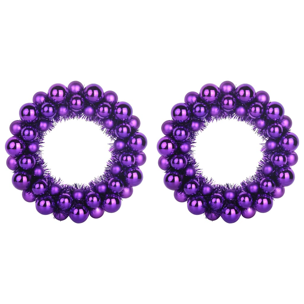 Vidaxl couronnes de boules de Noël 2 pcs lilas 33 x 33 x 7 cm polystyrène