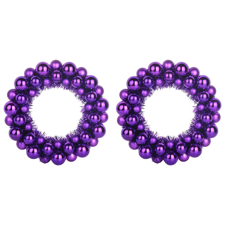 Vidaxl couronnes de boules de Noël 2 pcs lilas 33 x 33 x 7 cm polystyrène
