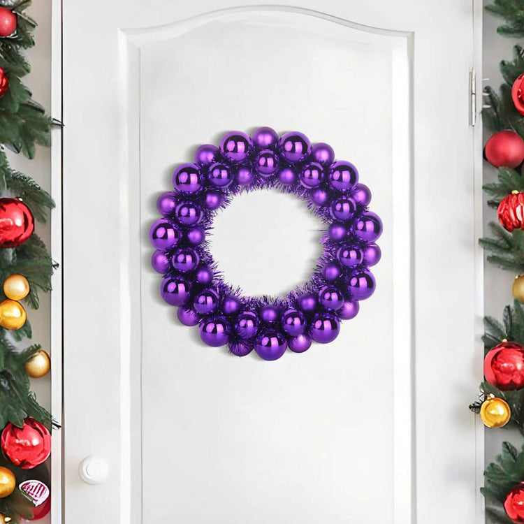 Vidaxl couronnes de boules de Noël 2 pcs lilas 33 x 33 x 7 cm polystyrène