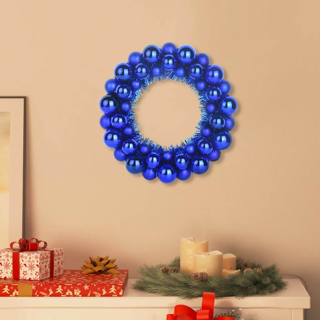 VidaXL couronnes de boules de Noël 2 pcs bleu 33 x 33 x 7 cm polystyrène