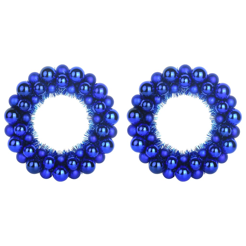VidaXL couronnes de boules de Noël 2 pcs bleu 33 x 33 x 7 cm polystyrène