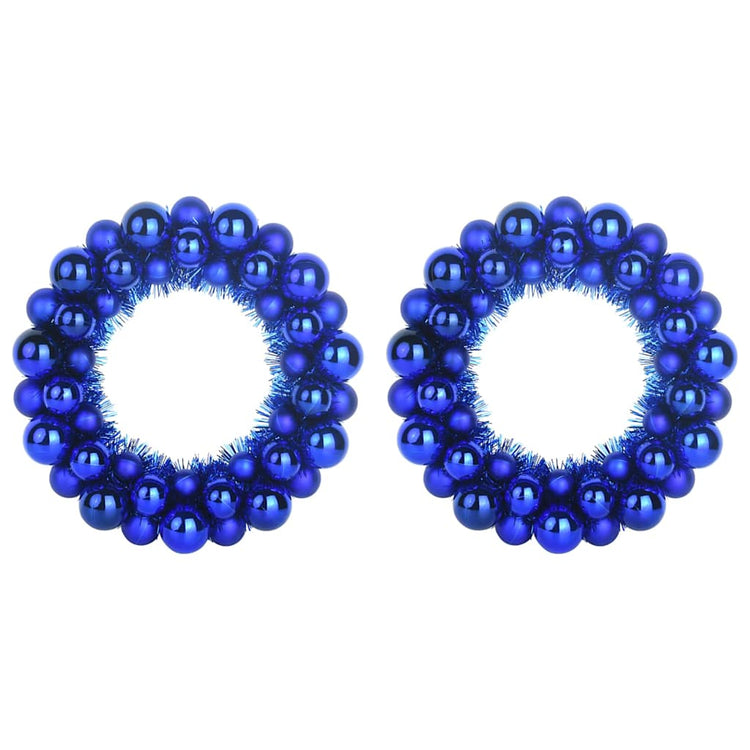 VidaXL couronnes de boules de Noël 2 pcs bleu 33 x 33 x 7 cm polystyrène