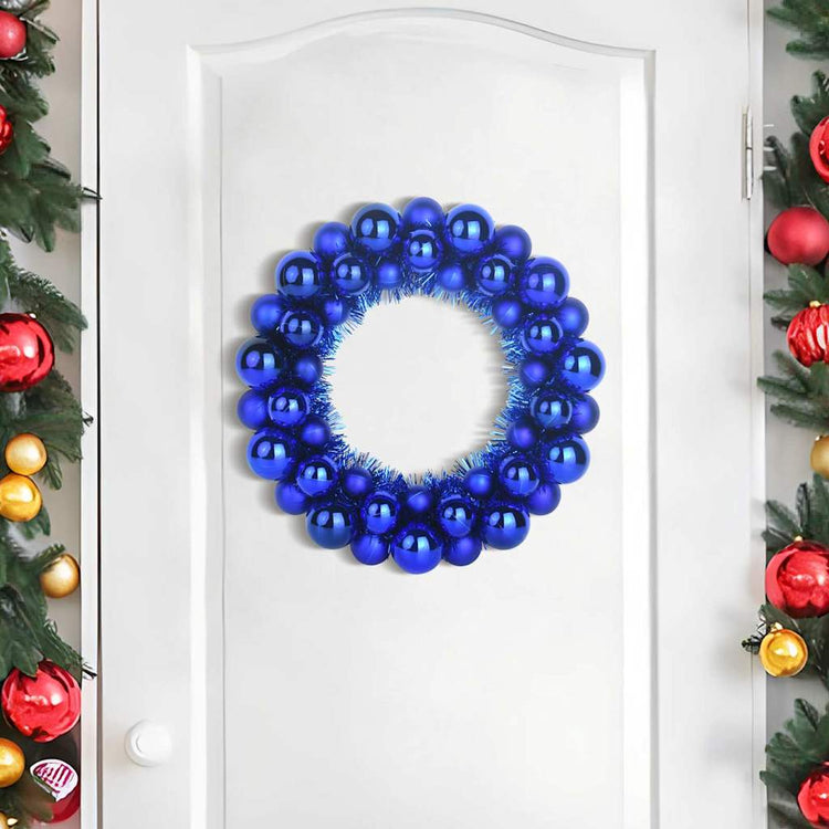 VidaXL couronnes de boules de Noël 2 pcs bleu 33 x 33 x 7 cm polystyrène