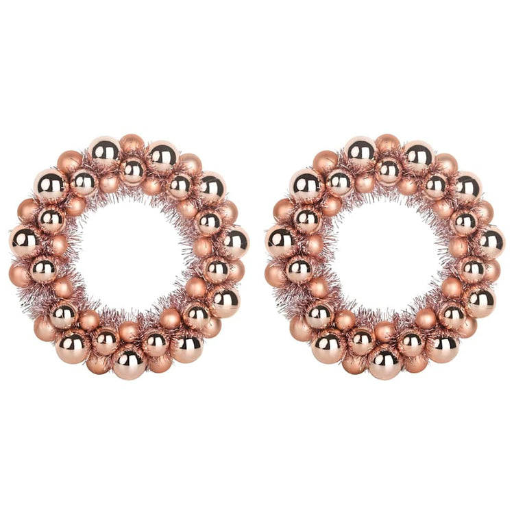VidaXL couronnes de boules de Noël 2 pcs or rose 33 x 33 x 7 cm polystyrène