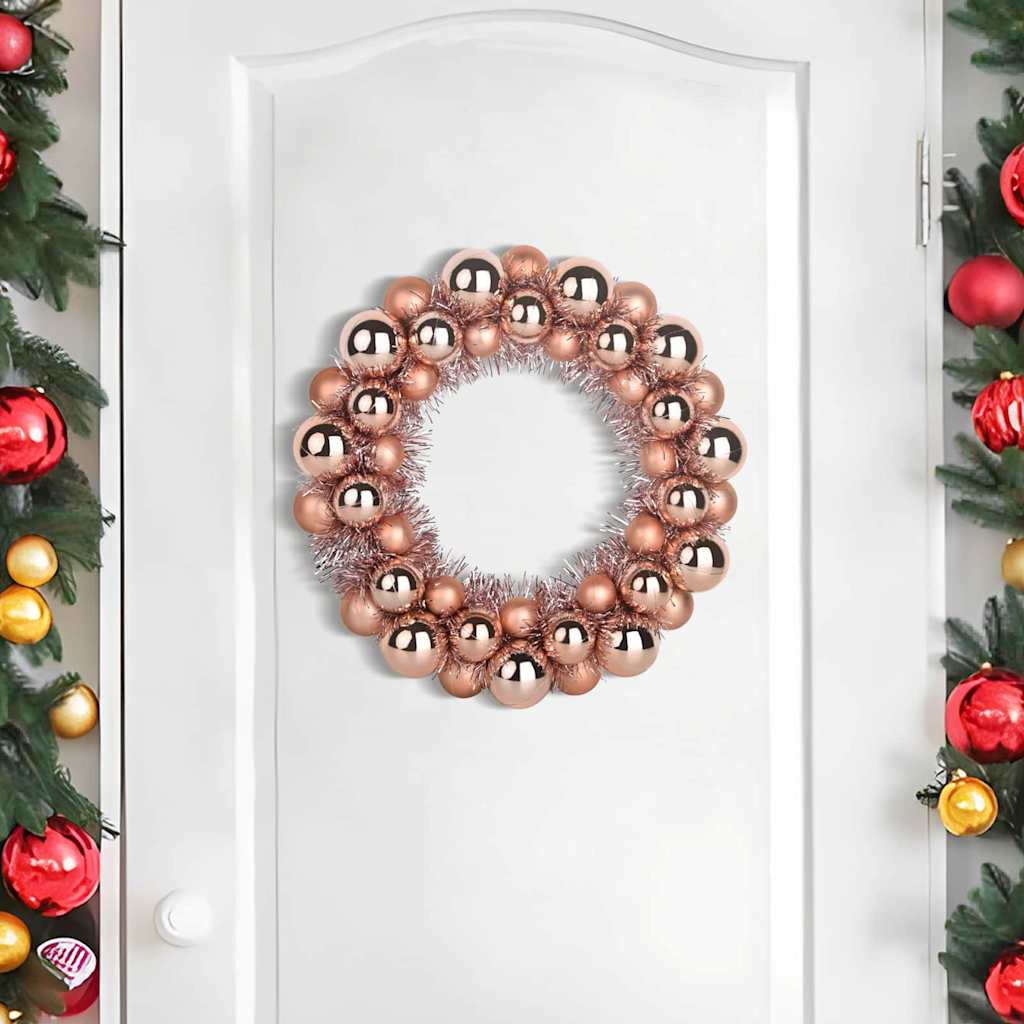 VidaXL couronnes de boules de Noël 2 pcs or rose 33 x 33 x 7 cm polystyrène