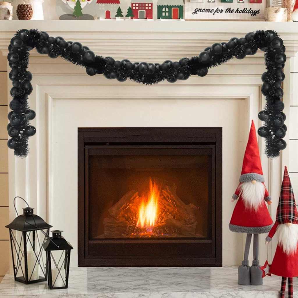 Vidaxx guirlande de boules de Noël noir 186 cm en polystyrène
