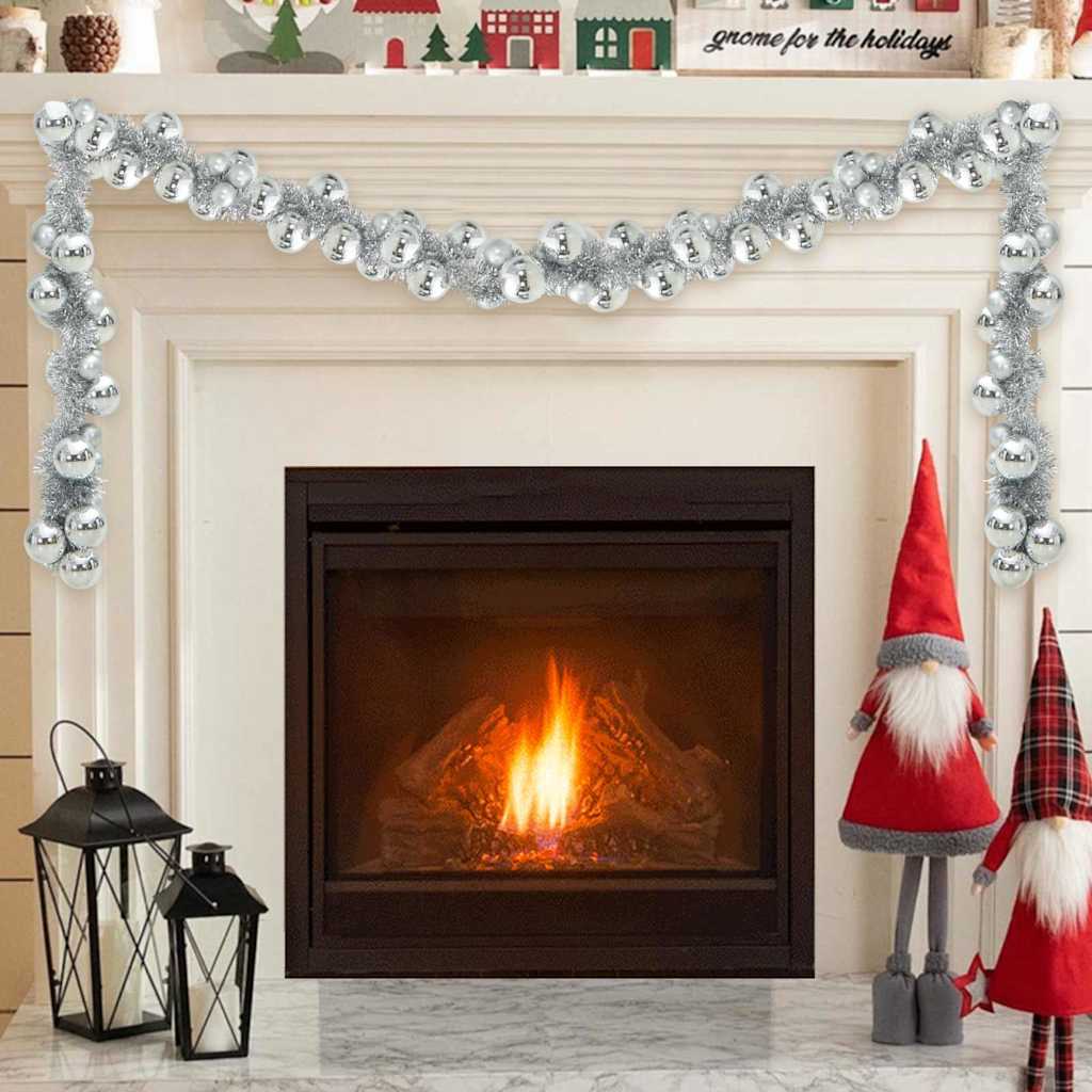 Vidaxx guirlande de boules de Noël argent 186 cm en polystyrène