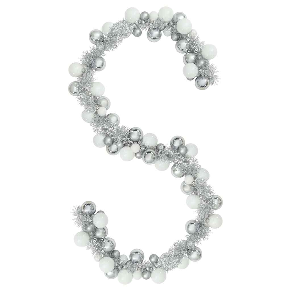 Vidaxx guirlande de boules de Noël blanc et argent 186 cm en polystyrène