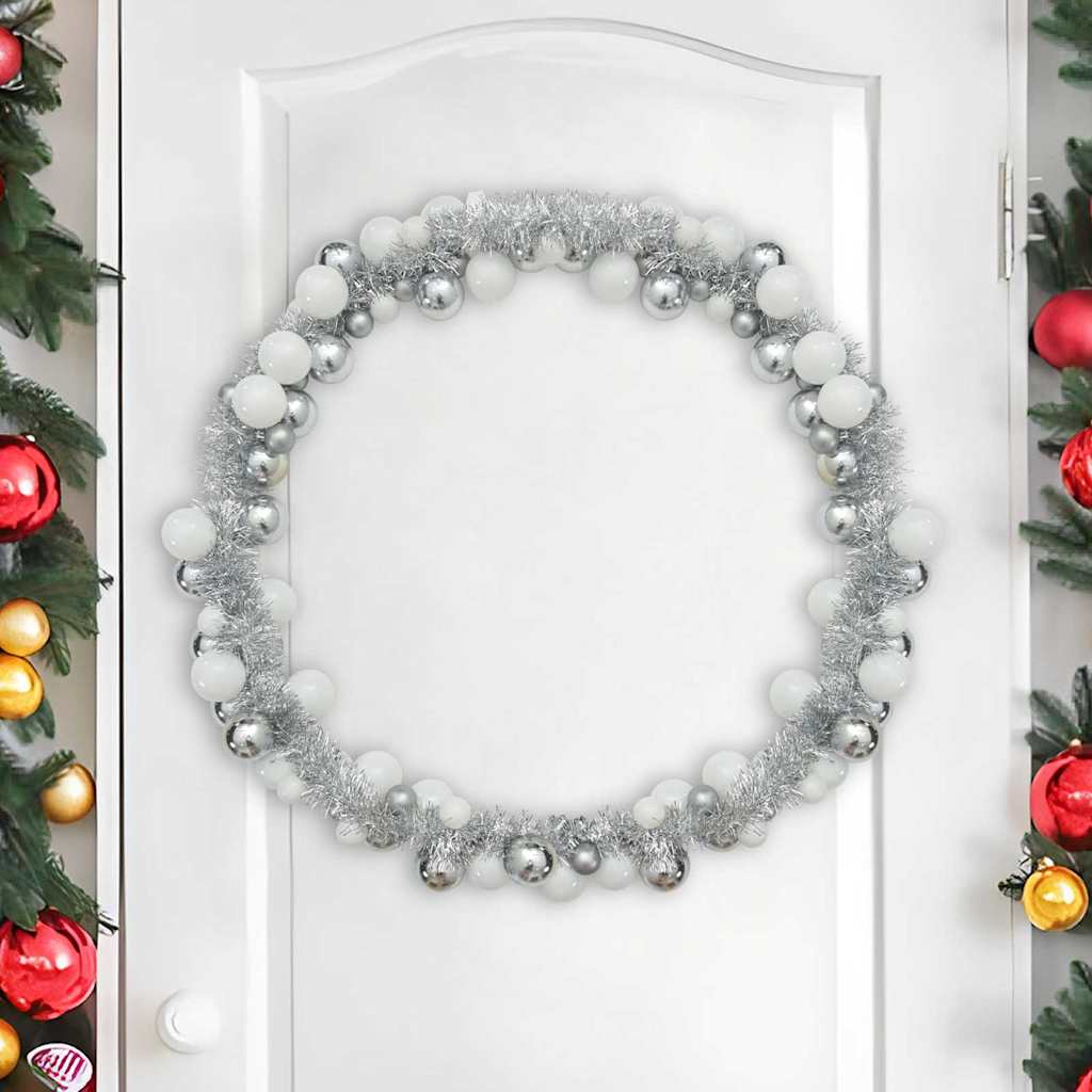 Vidaxx guirlande de boules de Noël blanc et argent 186 cm en polystyrène