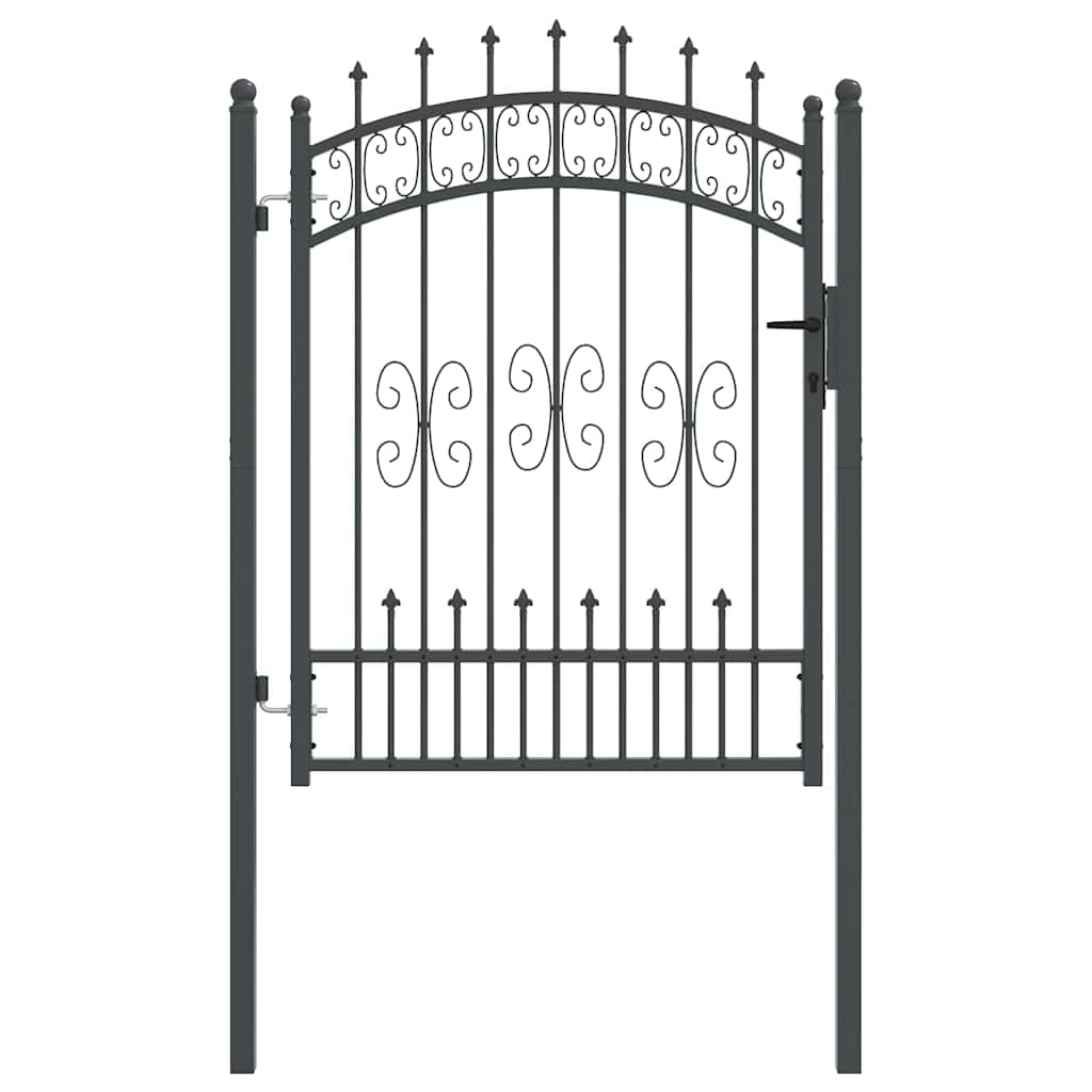 VidaXL portail de clôture avec lance en haut avec serrure gris 103 x 175 cm acier