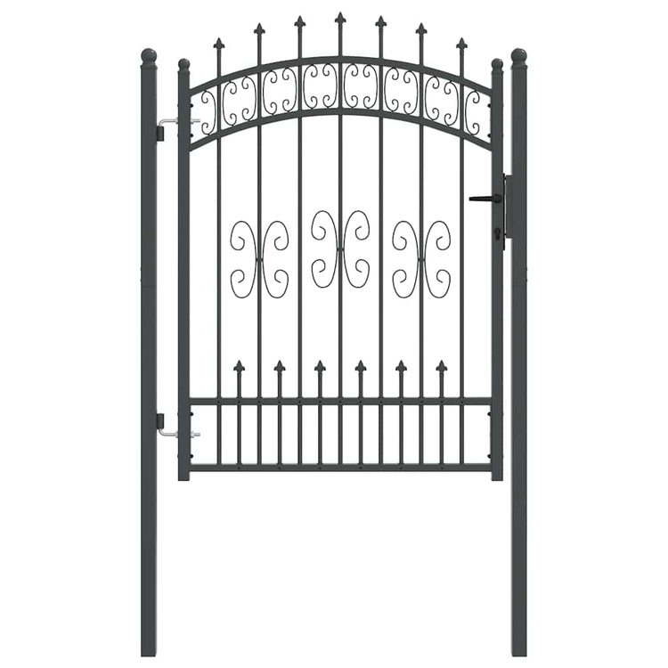 VidaXL portail de clôture avec lance en haut avec serrure gris 103 x 175 cm acier