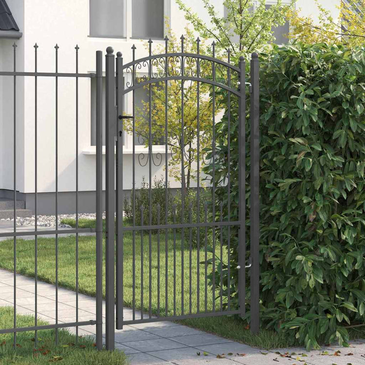 VidaXL portail de clôture avec lance en haut avec serrure gris 103 x 175 cm acier