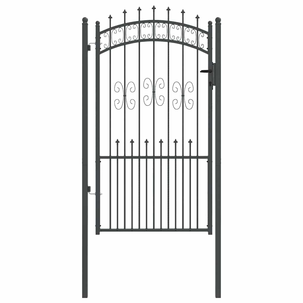 VidaXL portail de clôture avec lance en haut avec serrure gris 103 x 175 cm acier