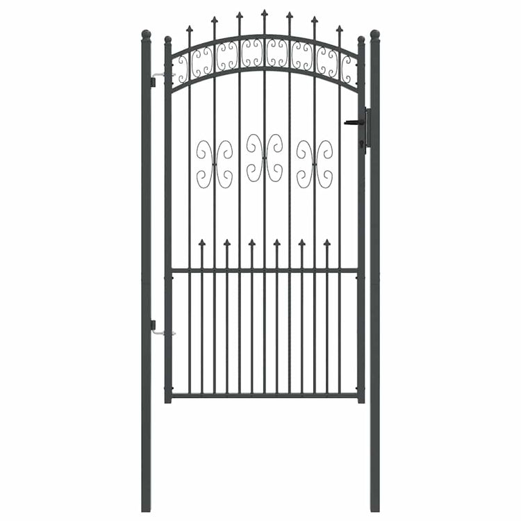 VidaXL portail de clôture avec lance en haut avec serrure gris 103 x 175 cm acier
