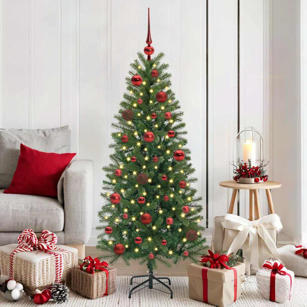VidaXL ensemble de boules de Noël avec 150 LED 61 pcs en plastique rouge