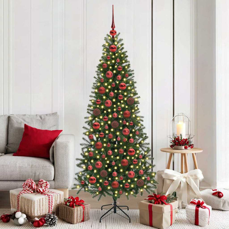 VidaXL Ensemble de boules de Noël avec 300 LED 120 pcs en plastique rouge