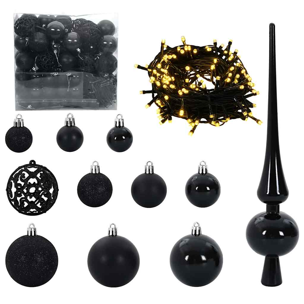 VidaXL ensemble de boules de Noël avec 300 LED 120 pcs en plastique noir