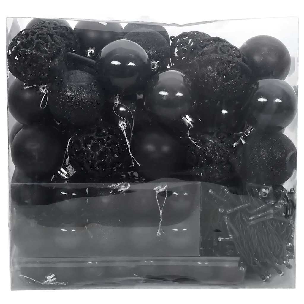 VidaXL ensemble de boules de Noël avec 300 LED 120 pcs en plastique noir