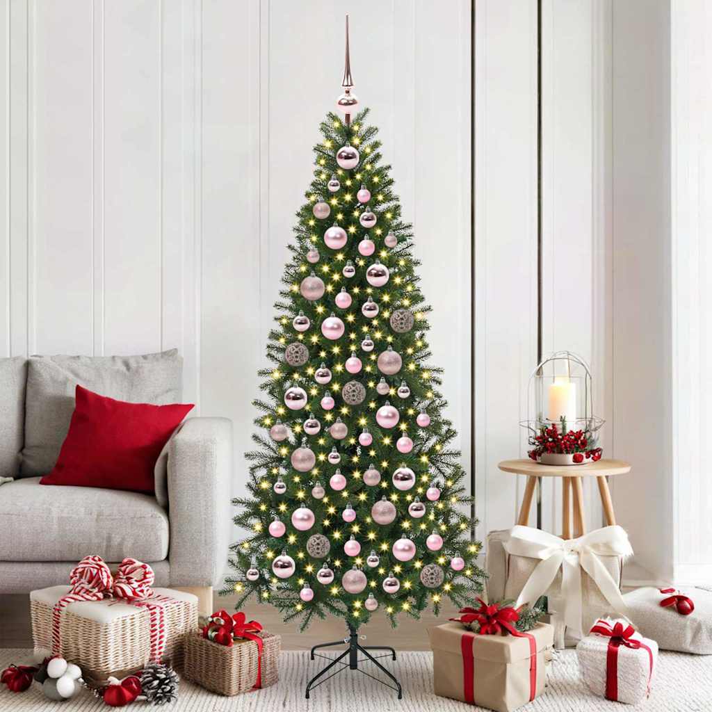 VidaXL ensemble de boules de Noël avec 300 LED 120 pcs plastique rose