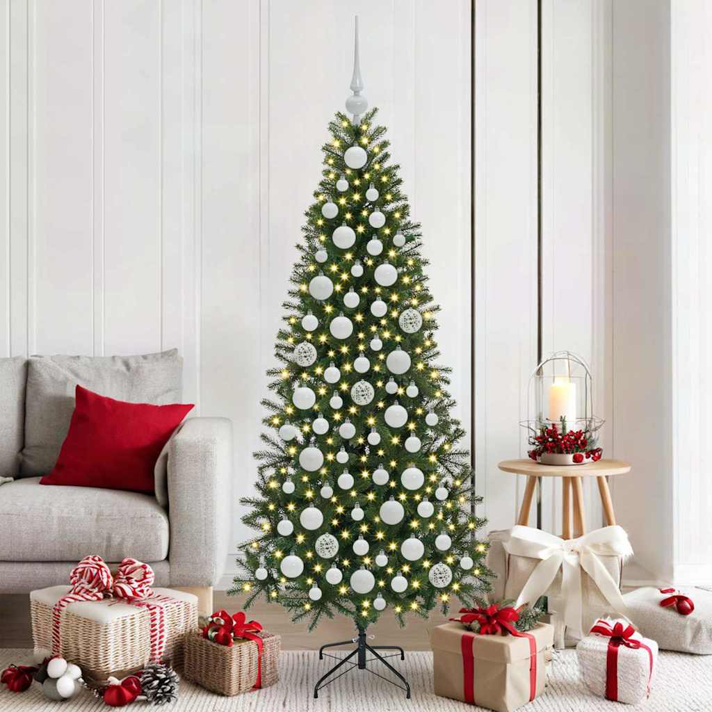 VidaXL ensemble de boules de Noël avec 300 LED 120 pcs en plastique blanc