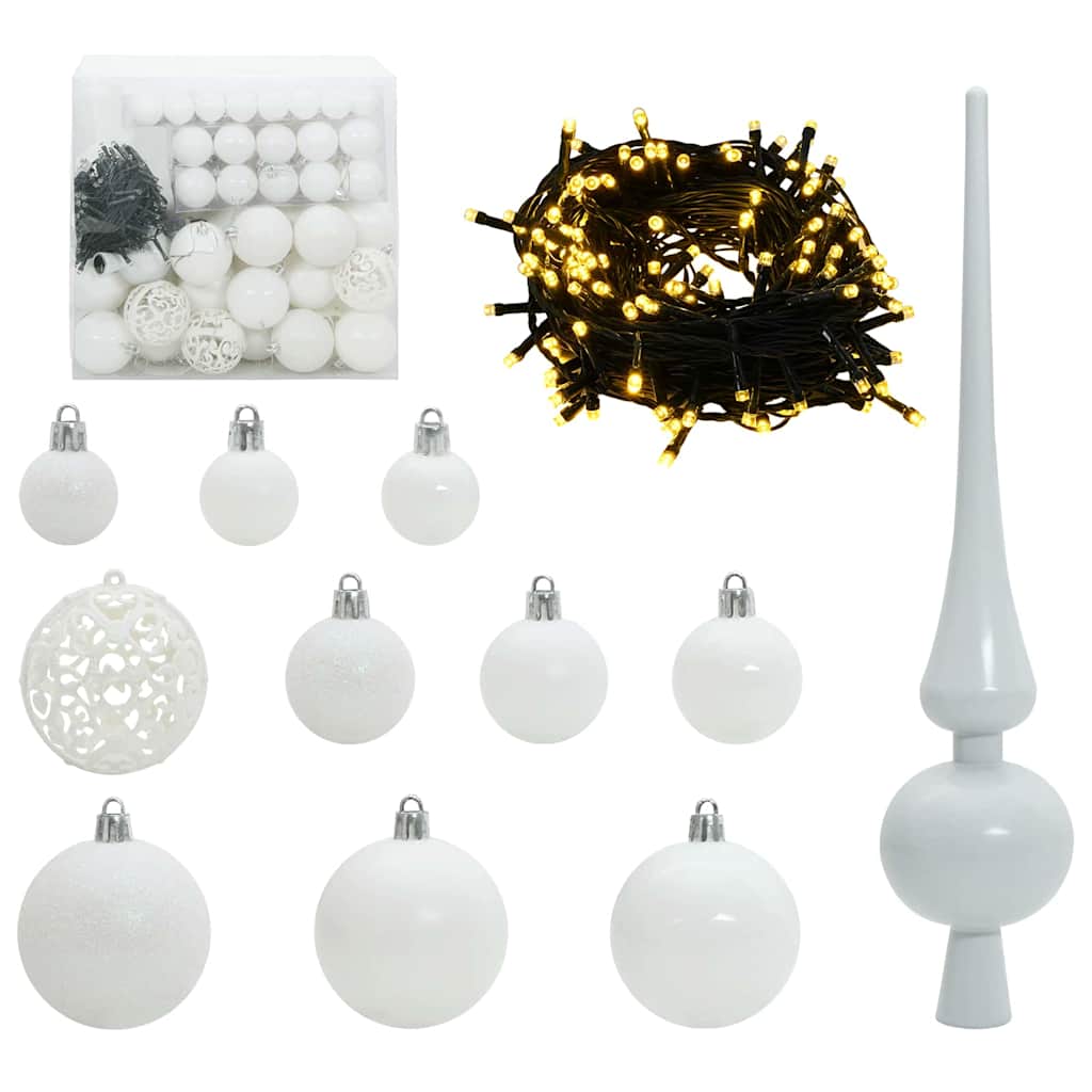 VidaXL ensemble de boules de Noël avec 300 LED 120 pcs en plastique blanc