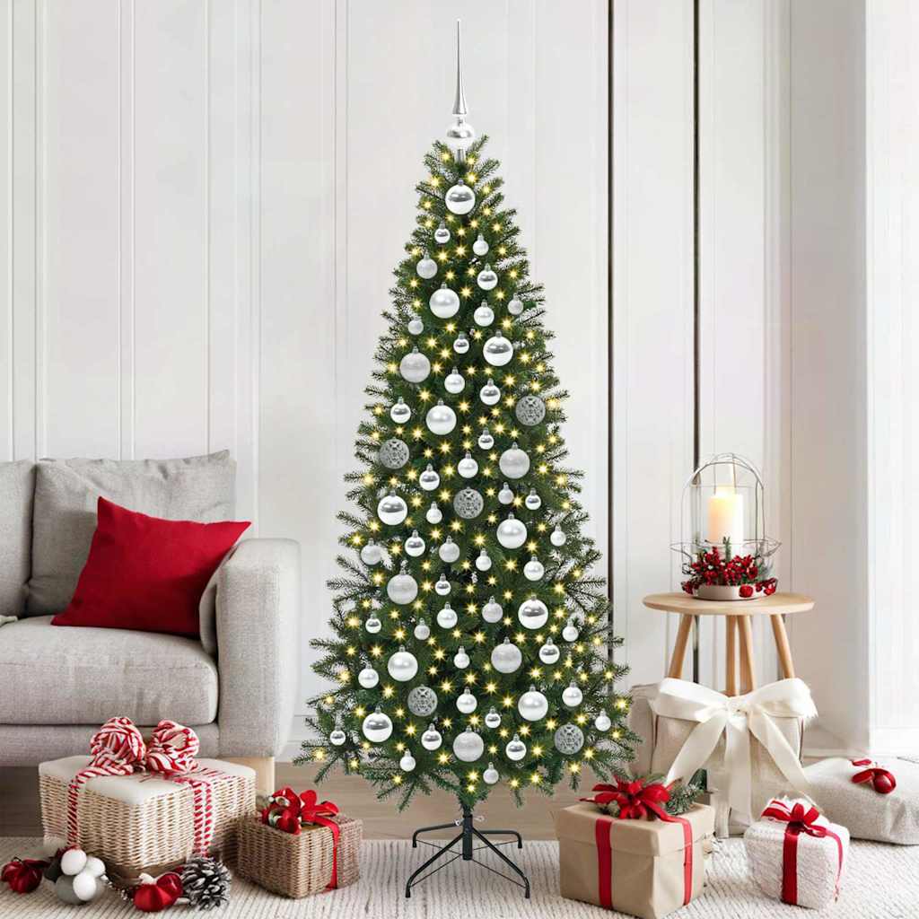 VidaXL ensemble de boules de Noël avec 300 LED 120 pcs en plastique argenté