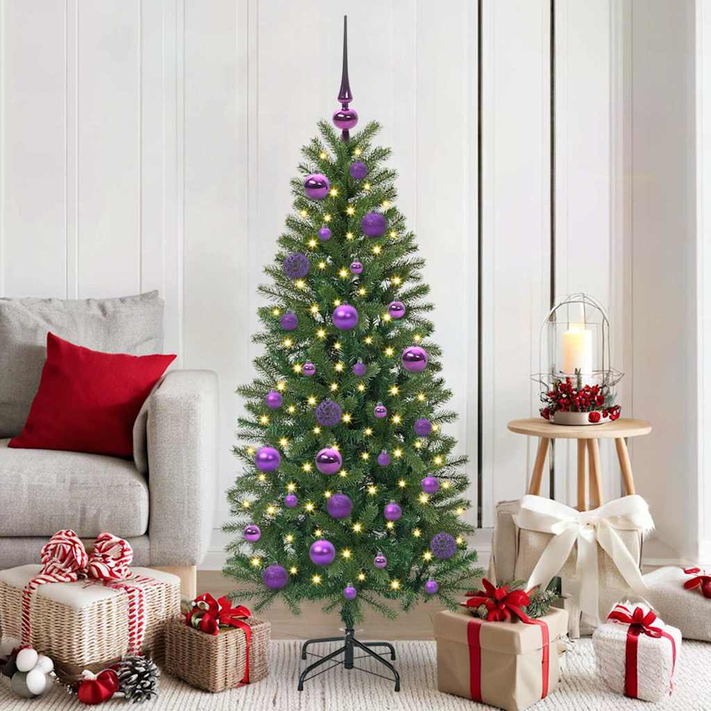 VidaXL ensemble de boules de Noël avec 150 LED 61 pcs en plastique lilas