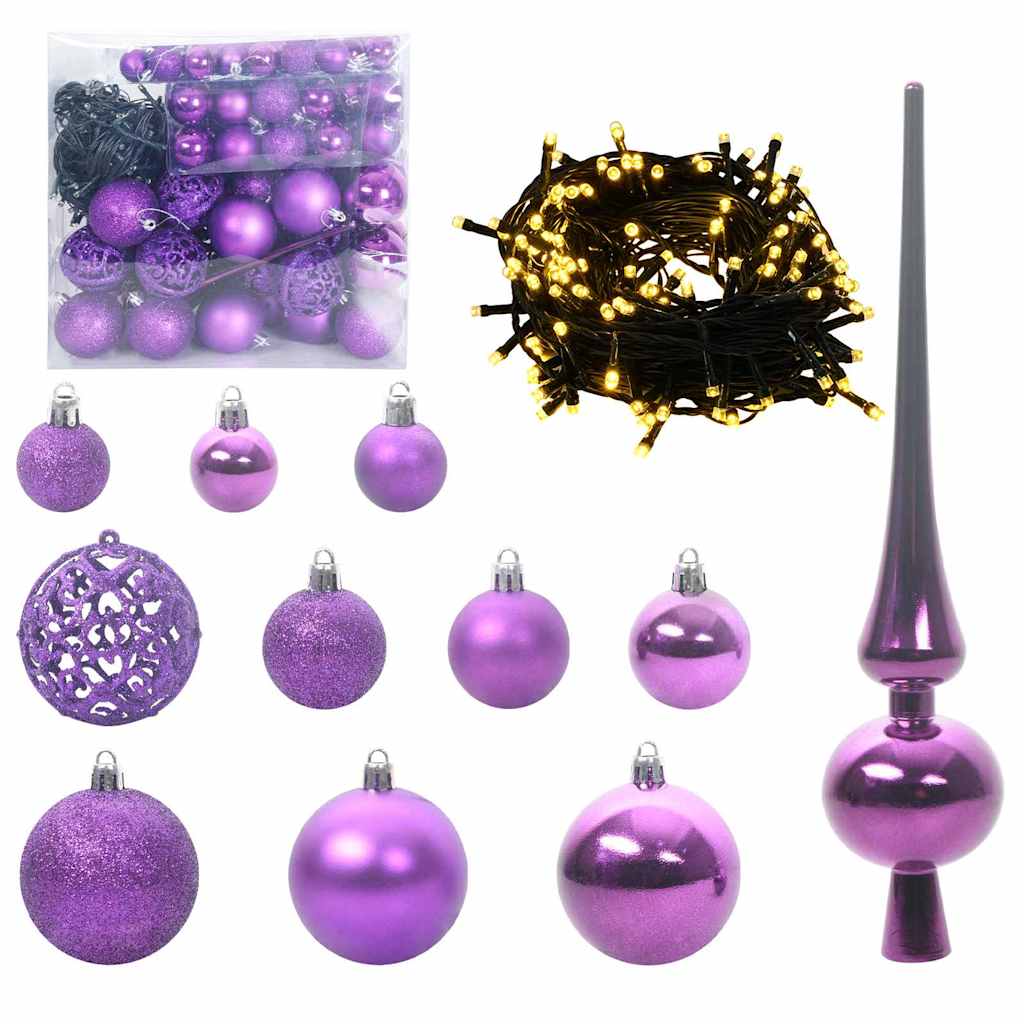 VidaXL ensemble de boules de Noël avec 300 LED 120 pcs en plastique lilas