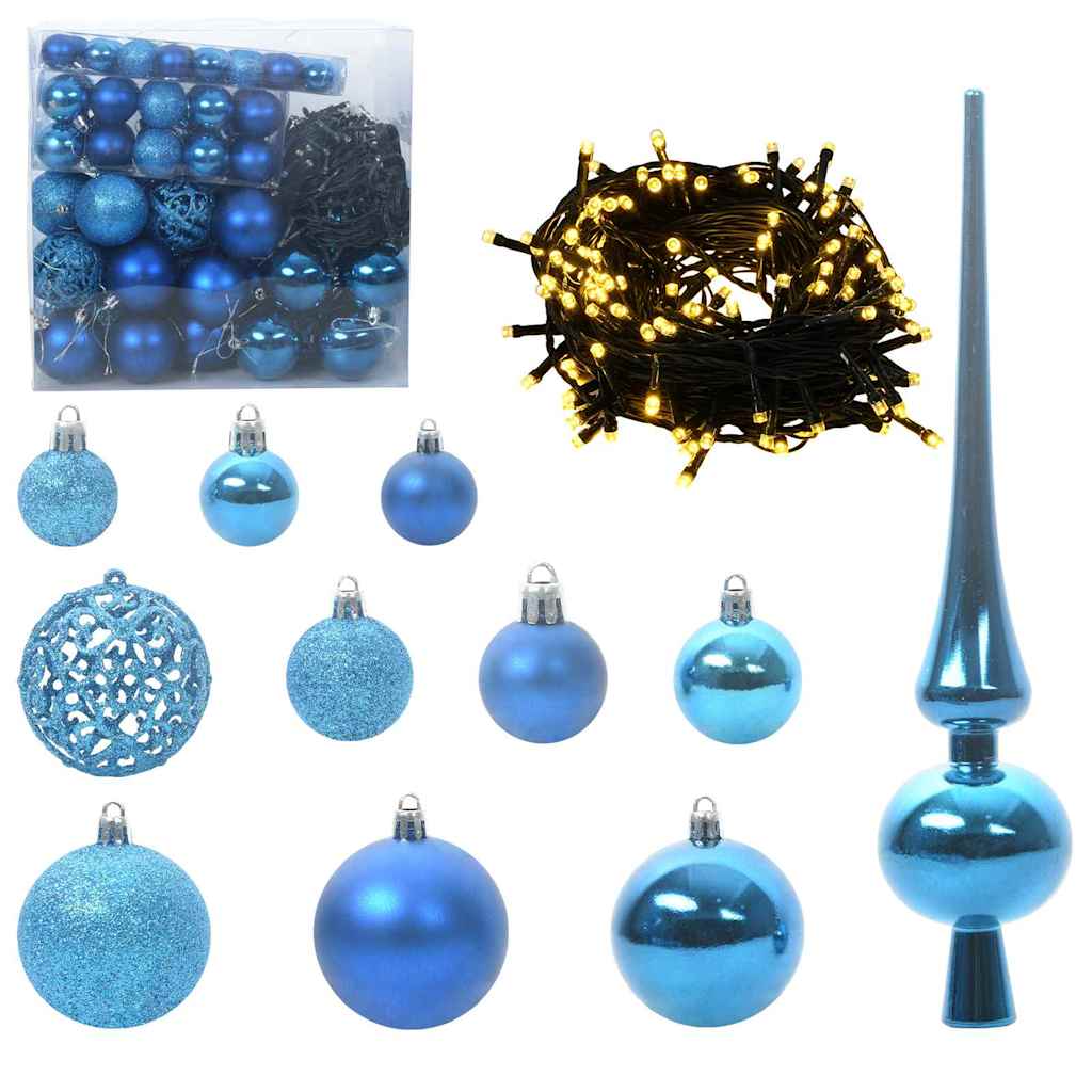 VidaXL Jeu de boules de Noël avec 300 LED 120 pcs en plastique bleu