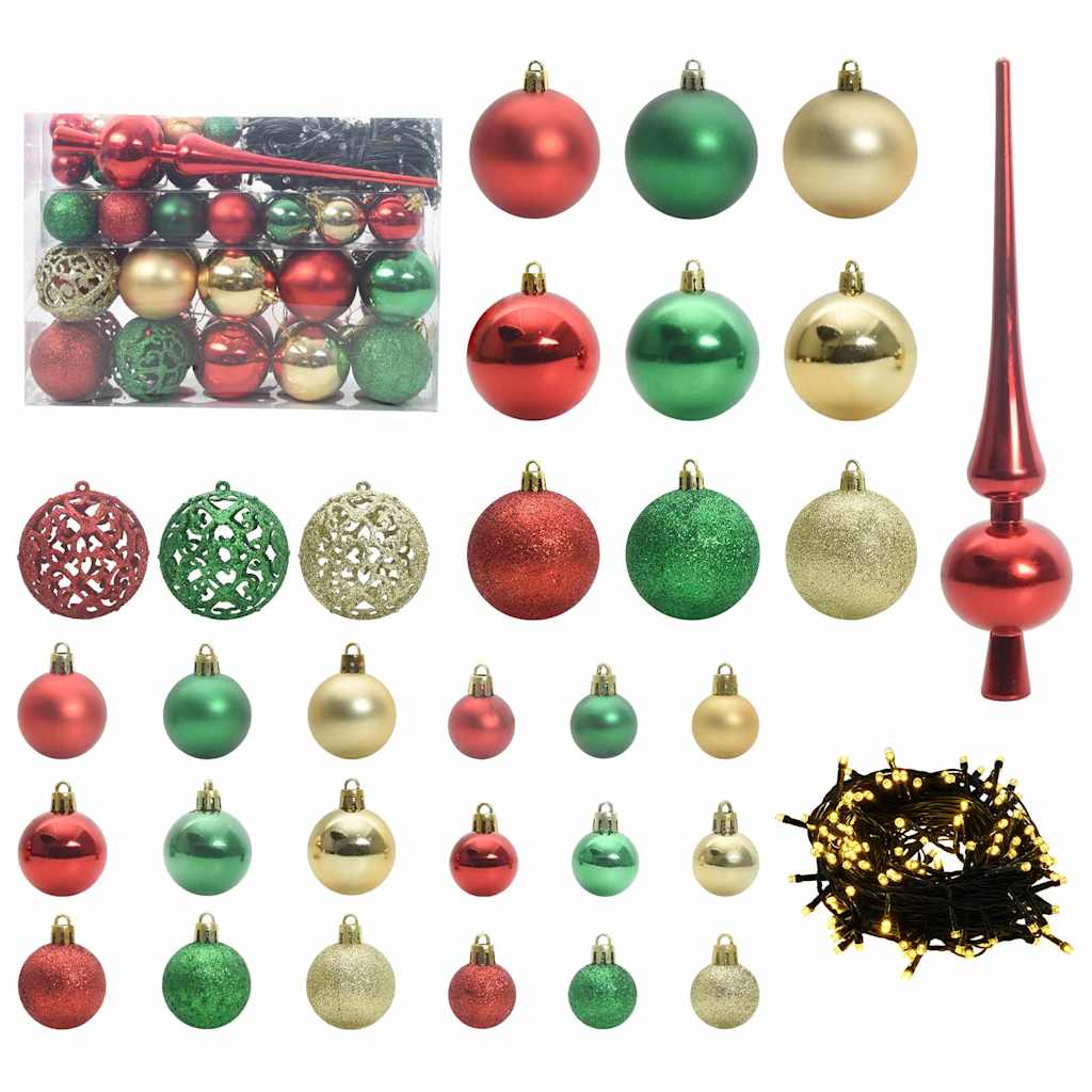 VidaXL ensemble de boules de Noël avec 150 LED 61 pièces en plastique multicolore