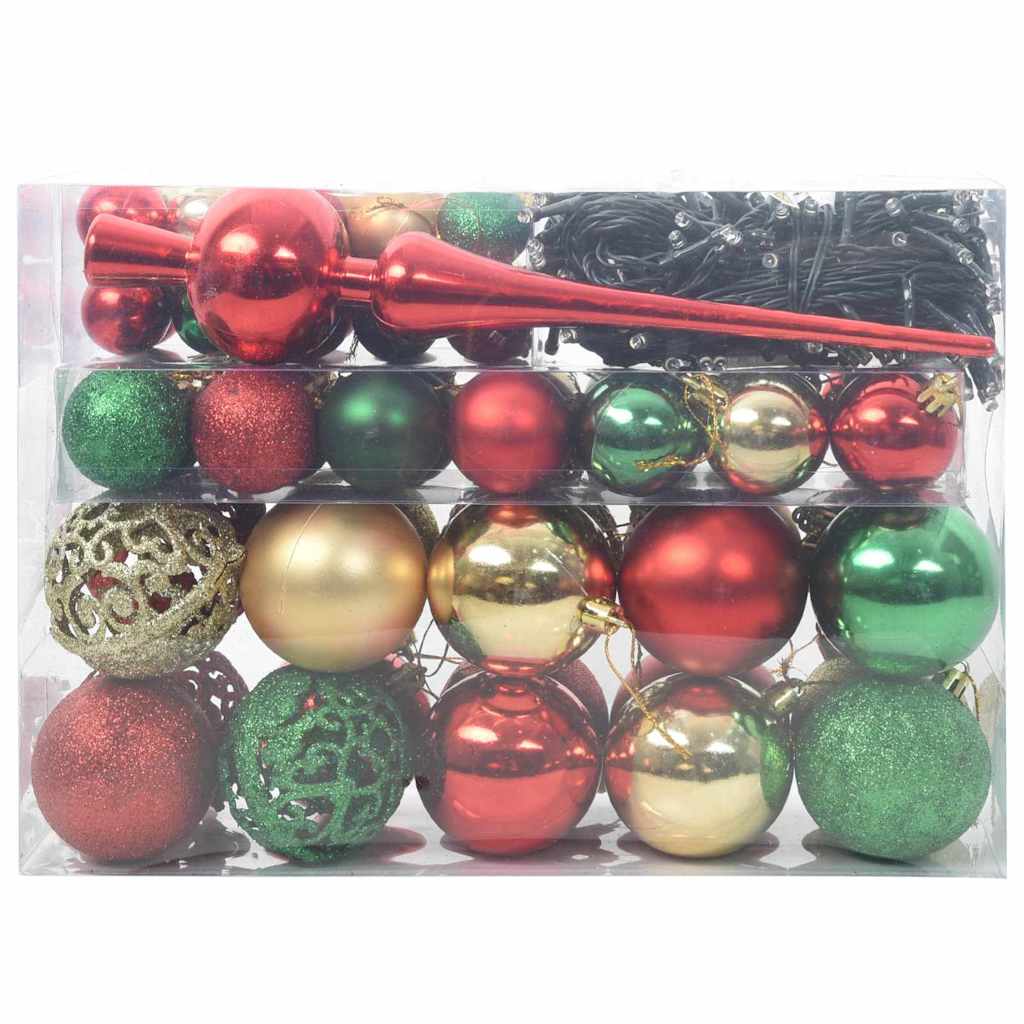 VidaXL ensemble de boules de Noël avec 150 LED 61 pièces en plastique multicolore