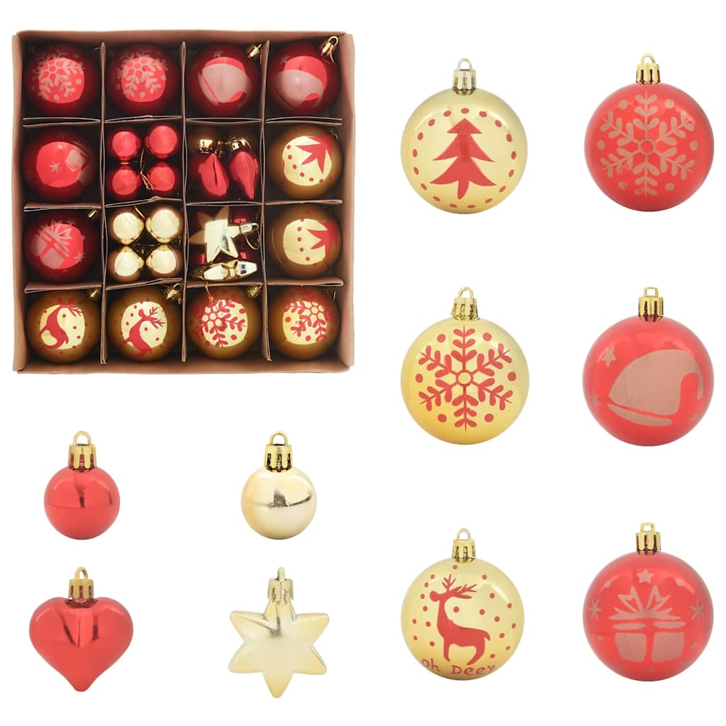 VidaXL ensemble de boules de Noël 40 pcs plastique doré et rouge