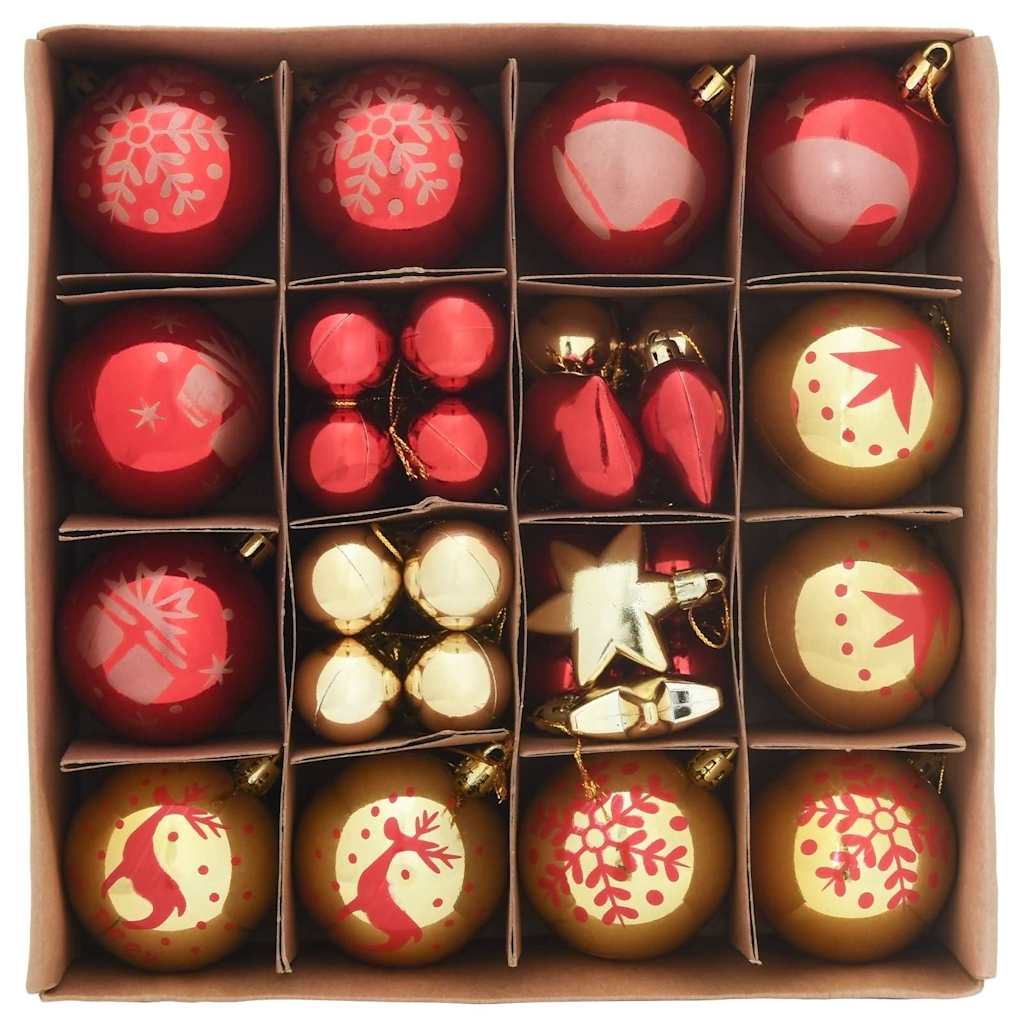 VidaXL ensemble de boules de Noël 40 pcs plastique doré et rouge