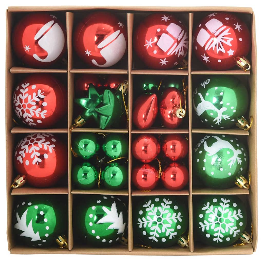 VidaXL ensemble de boules de Noël 40 pcs plastique rouge et vert