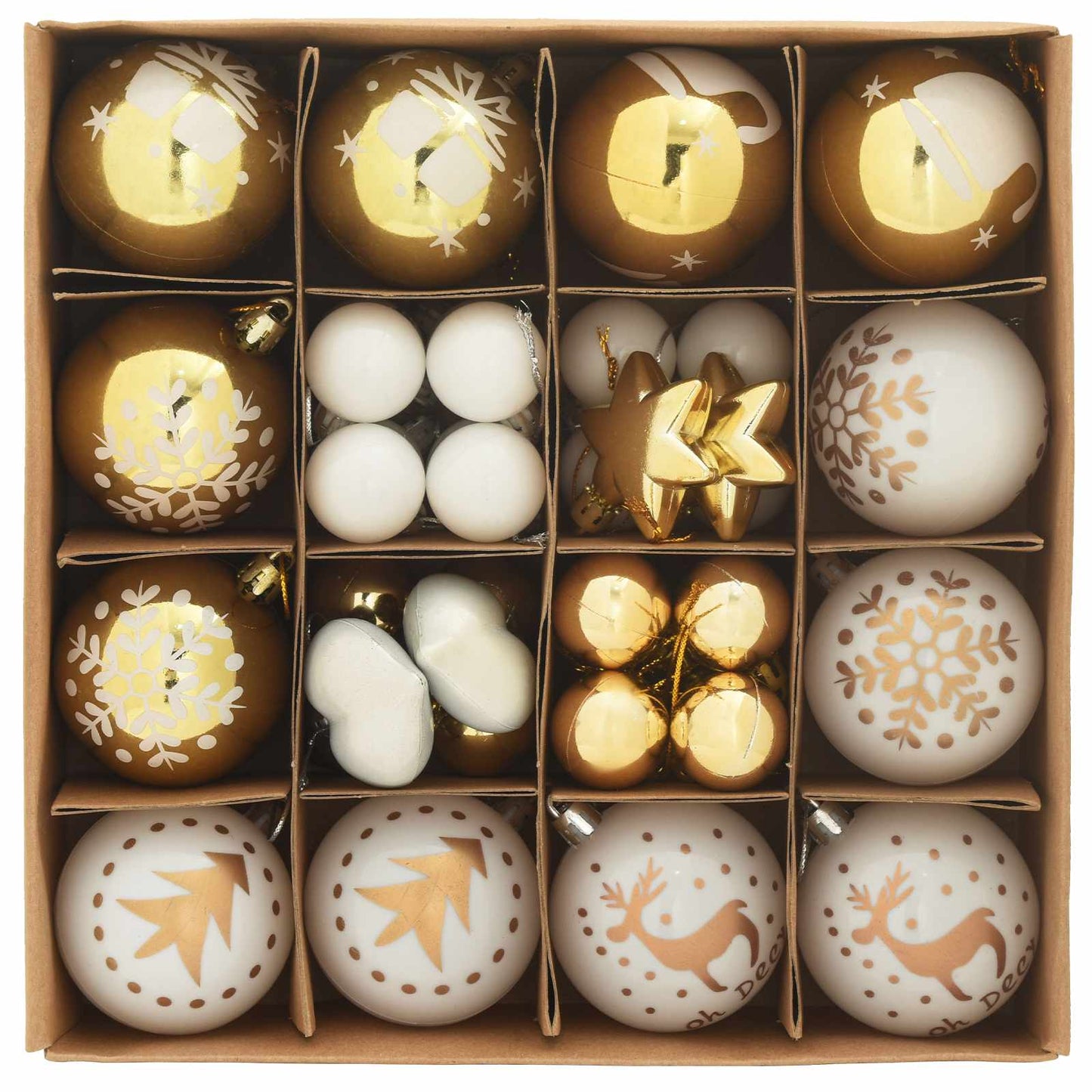 VidaXL ensemble de boules de Noël 40 pcs en plastique blanc et doré