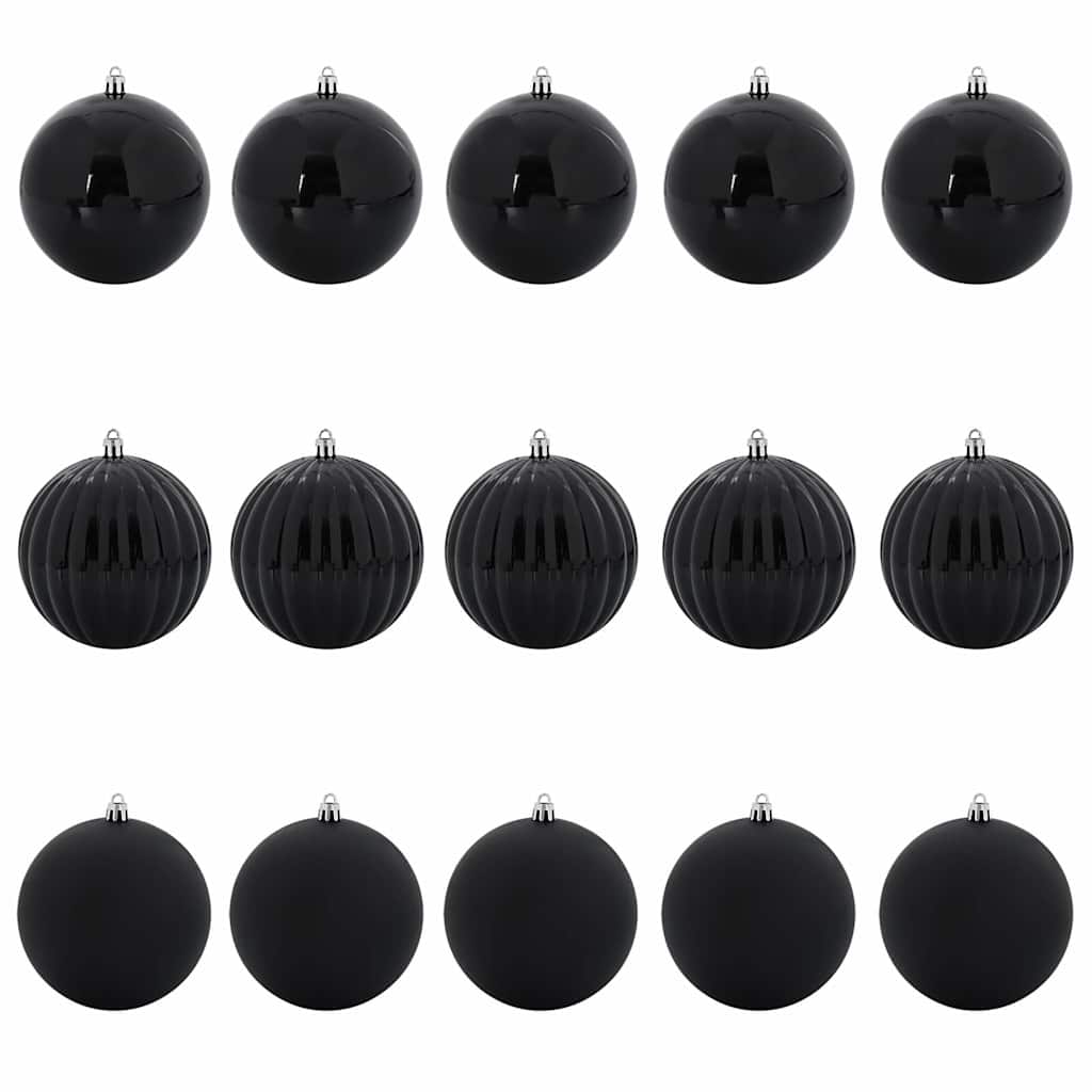 Vidaxl ensemble de boules de Noël xl 15 pcs en plastique noir