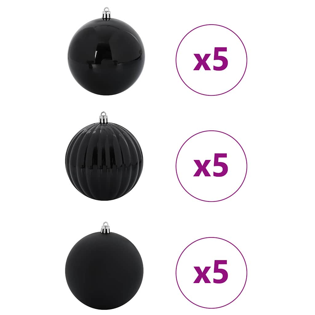 Vidaxl ensemble de boules de Noël xl 15 pcs en plastique noir