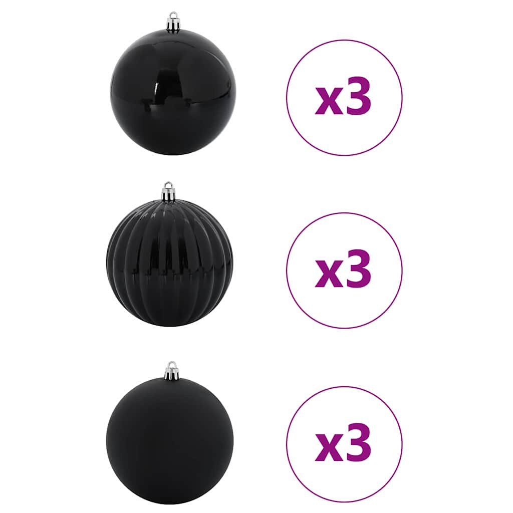 VidaXL ensemble de boules de Noël xl 9 pcs plastique noir
