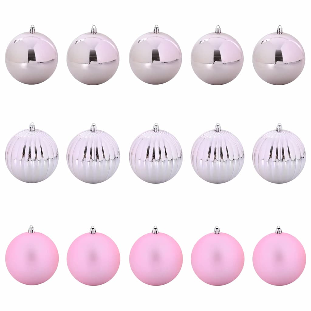 Vidaxl ensemble de boules de Noël xl 15 pcs en plastique rose