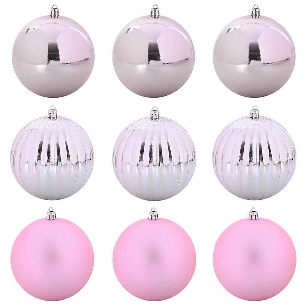 VidaXL ensemble de boules de Noël xl 9 pcs plastique rose