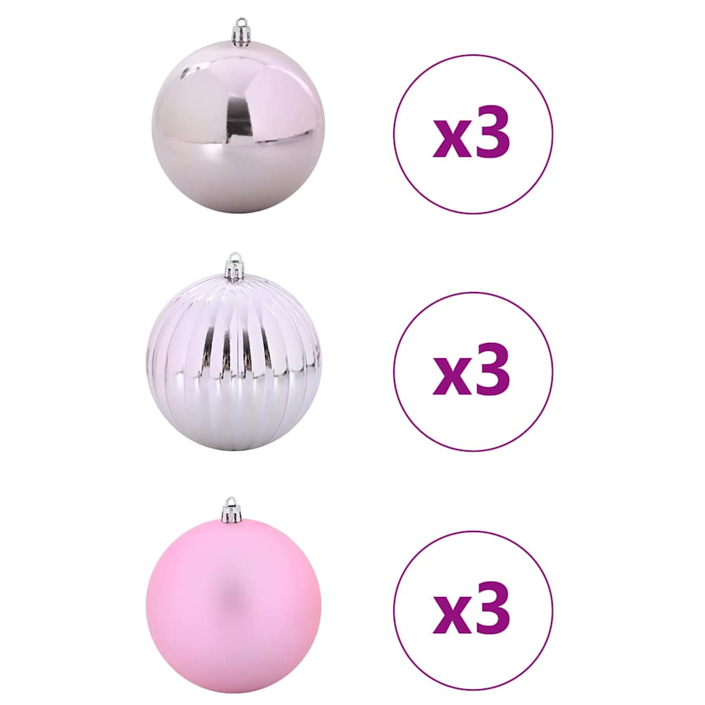 VidaXL ensemble de boules de Noël xl 9 pcs plastique rose